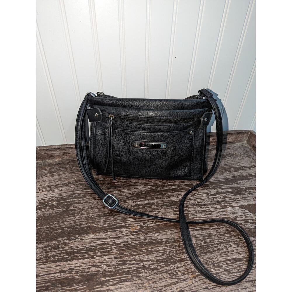 Rosetti black multi compartment crossbody purse